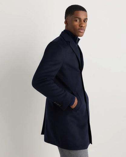 Men's Long Overcoat Jacket - Navy Blue