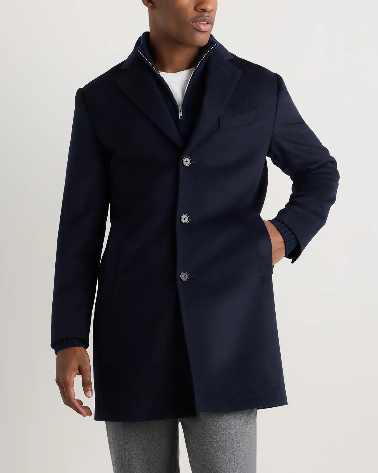 Men's Long Overcoat Jacket - Navy Blue