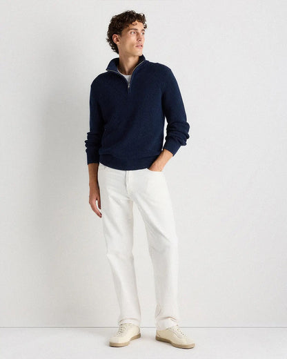 Ribbed Quarter Zip Jumper - Navy Blue