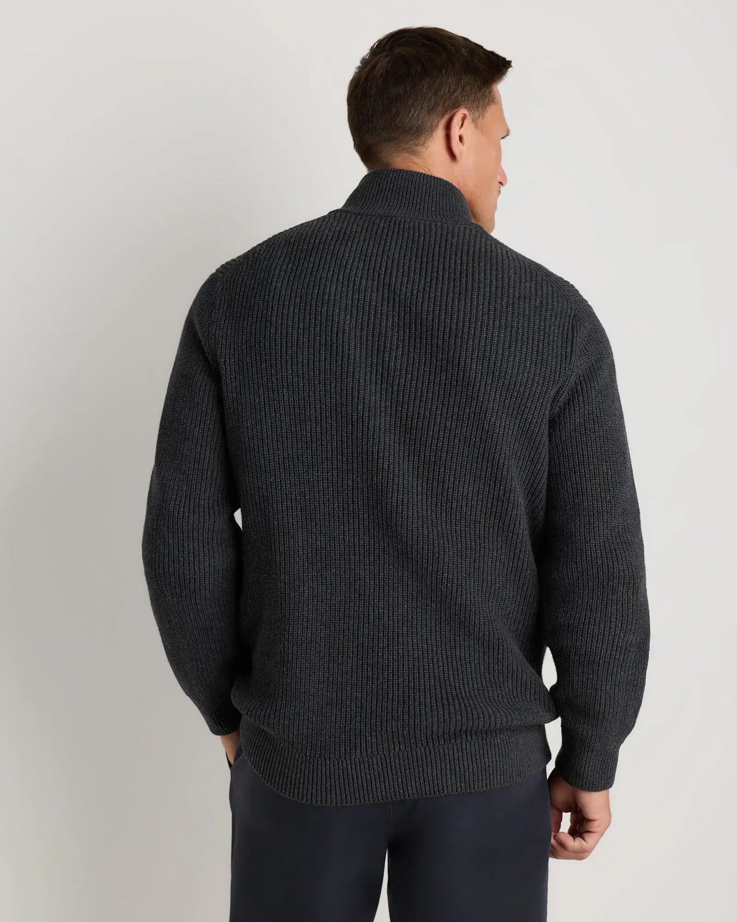 Ribbed Quarter Zip Jumper - Dark Grey