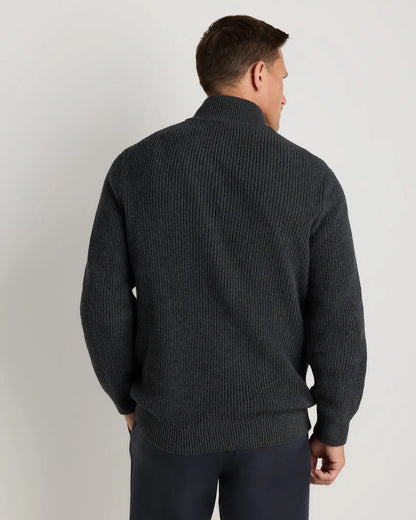 Ribbed Quarter Zip Jumper - Dark Grey