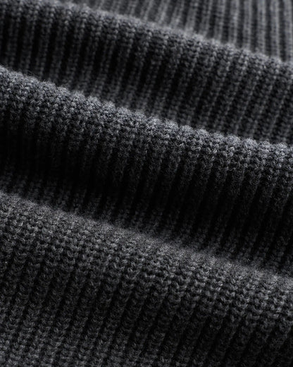 Ribbed Quarter Zip Jumper - Dark Grey