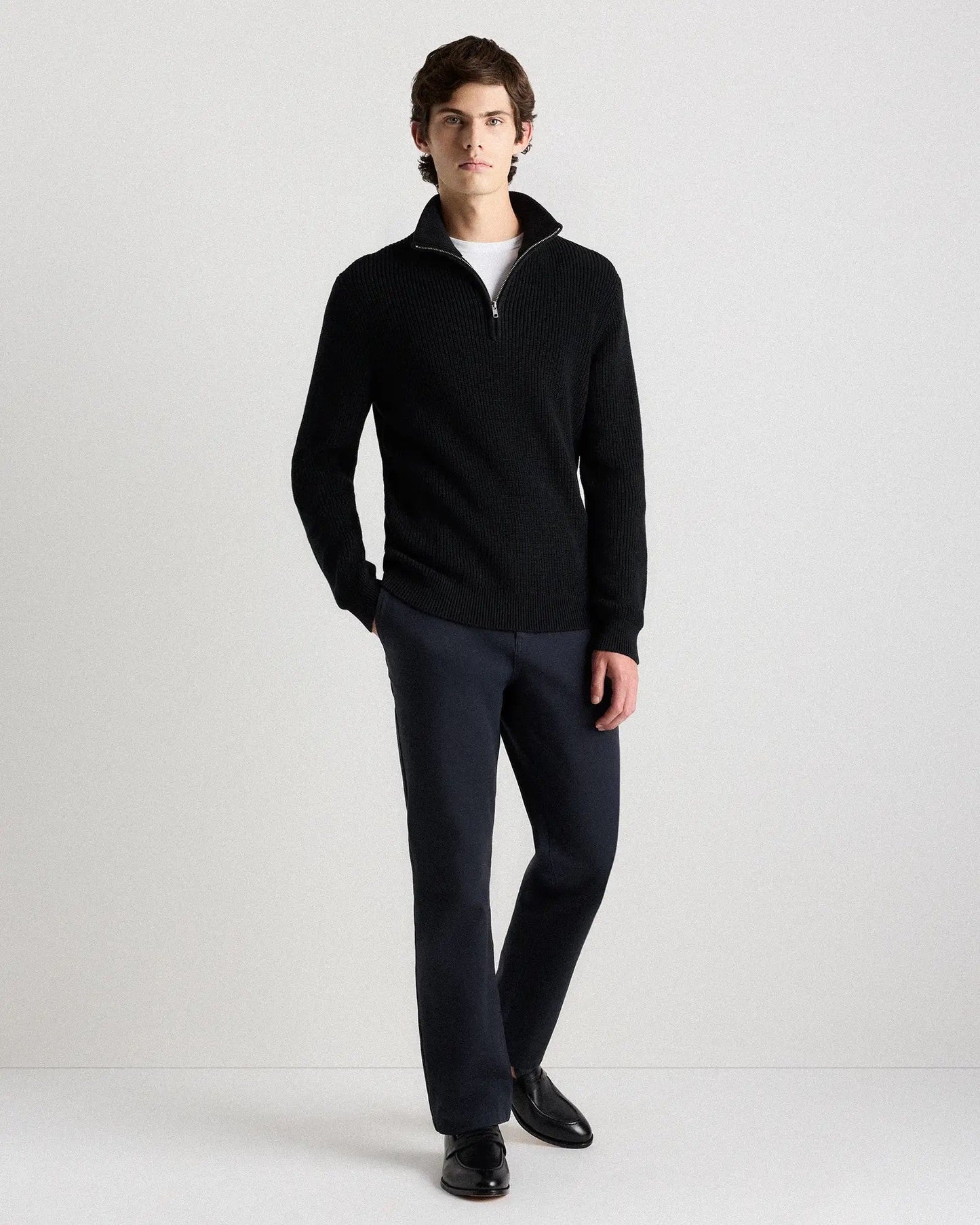 Ribbed Quarter Zip Jumper - Black