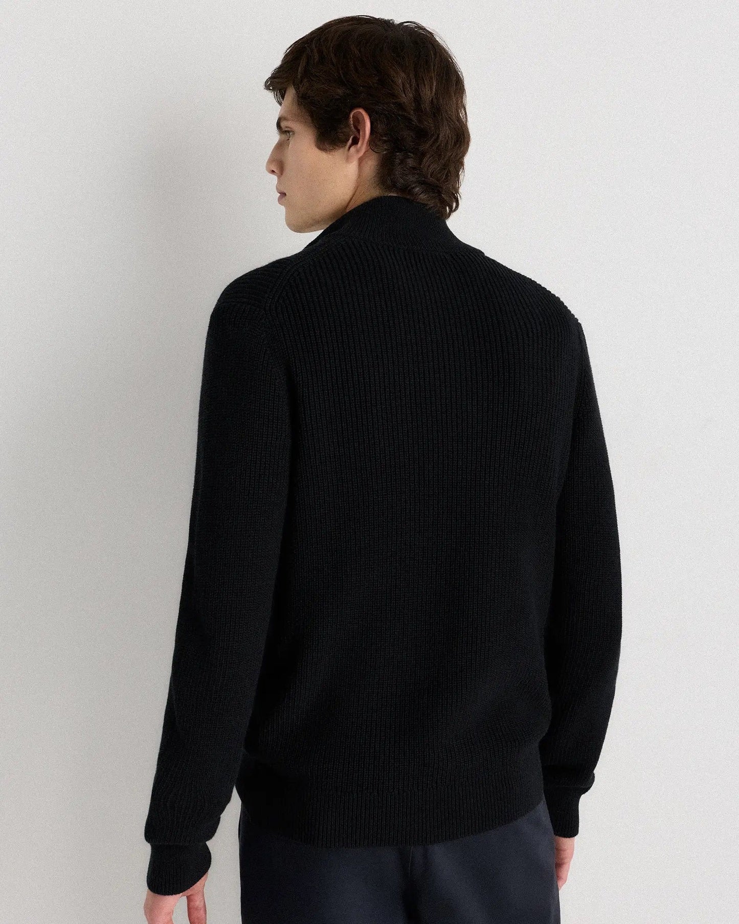 Ribbed Quarter Zip Jumper - Black