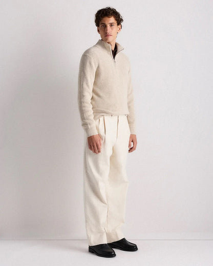 Ribbed Quarter Zip Jumper - Off White