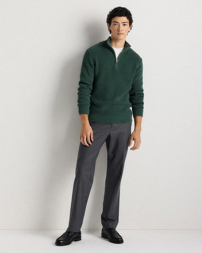 Ribbed Quarter Zip Jumper - Green