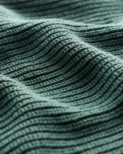 Ribbed Quarter Zip Jumper - Green