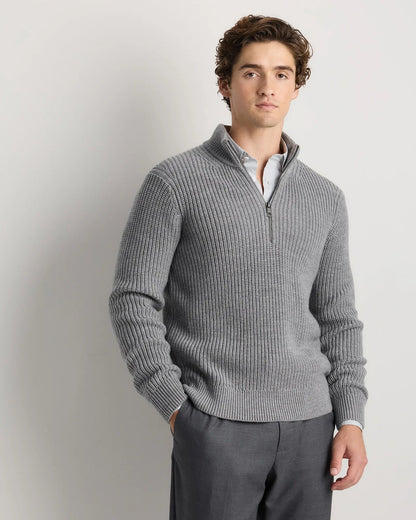 Ribbed Quarter Zip Jumper - Grey