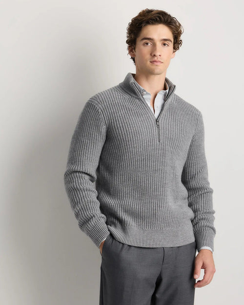 Ribbed Quarter Zip Jumper - Grey