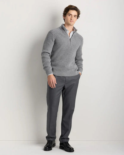 Ribbed Quarter Zip Jumper - Grey