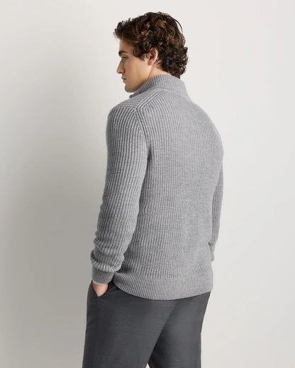 Ribbed Quarter Zip Jumper - Grey