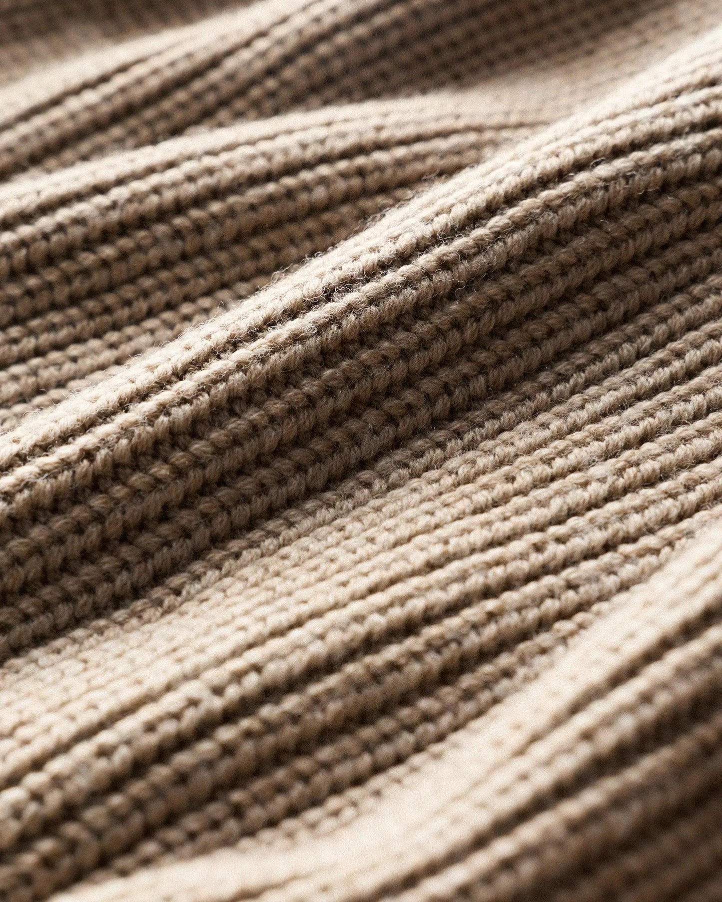 Ribbed Quarter Zip Jumper - Beige
