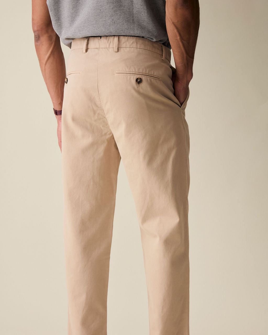 Straight Fit Linen Trousers - Cream