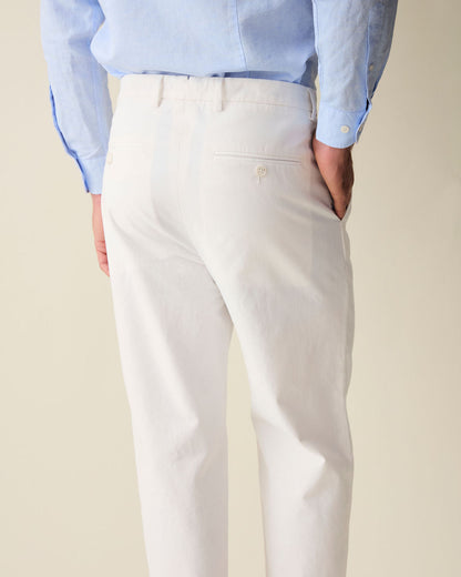 Straight Fit Linen Trousers - White