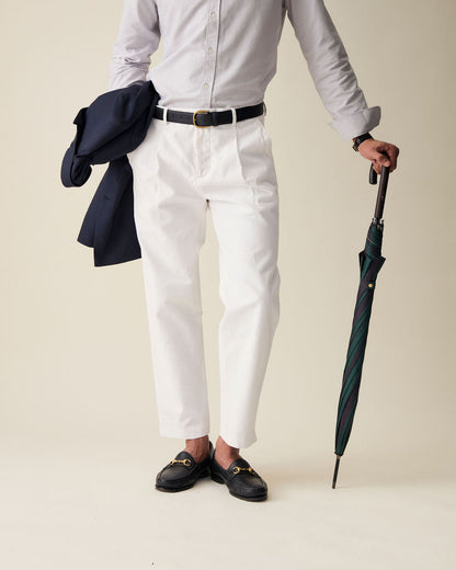 Straight Fit Linen Trousers - White