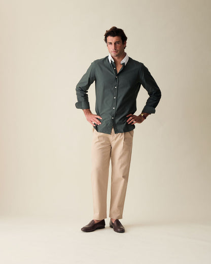 Straight Fit Linen Trousers - Cream