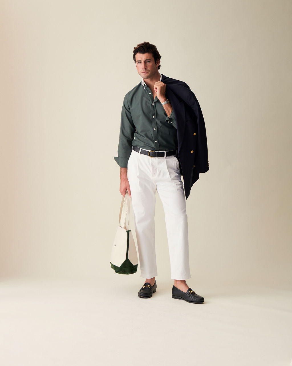 Straight Fit Linen Trousers - White