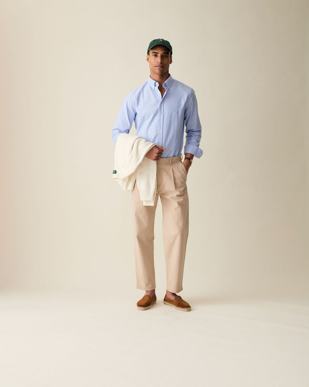 Straight Fit Linen Trousers - Cream