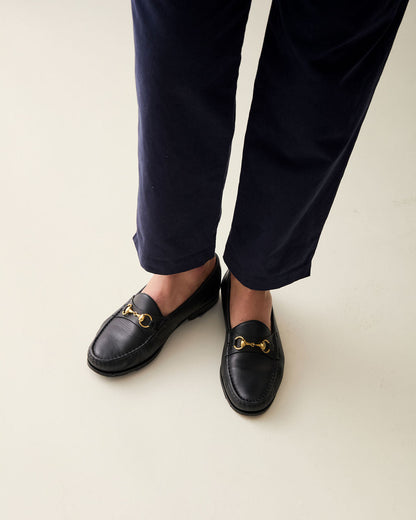 Straight Fit Linen Trousers - Navy Blue