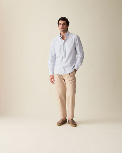 Straight Fit Linen Trousers - Cream