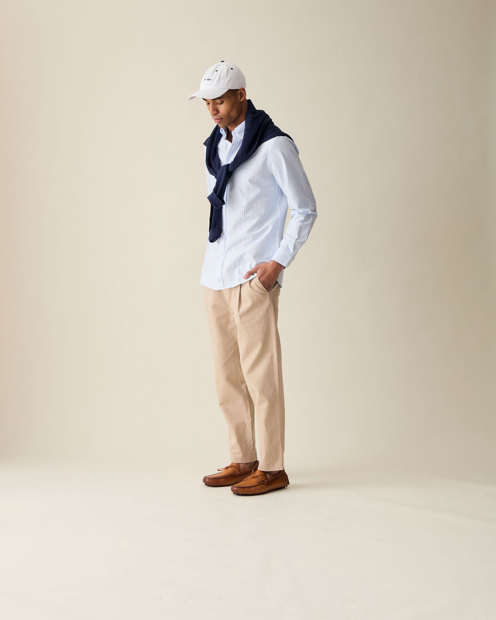 Straight Fit Linen Trousers - Cream