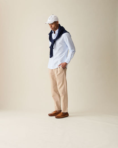 Straight Fit Linen Trousers - Cream
