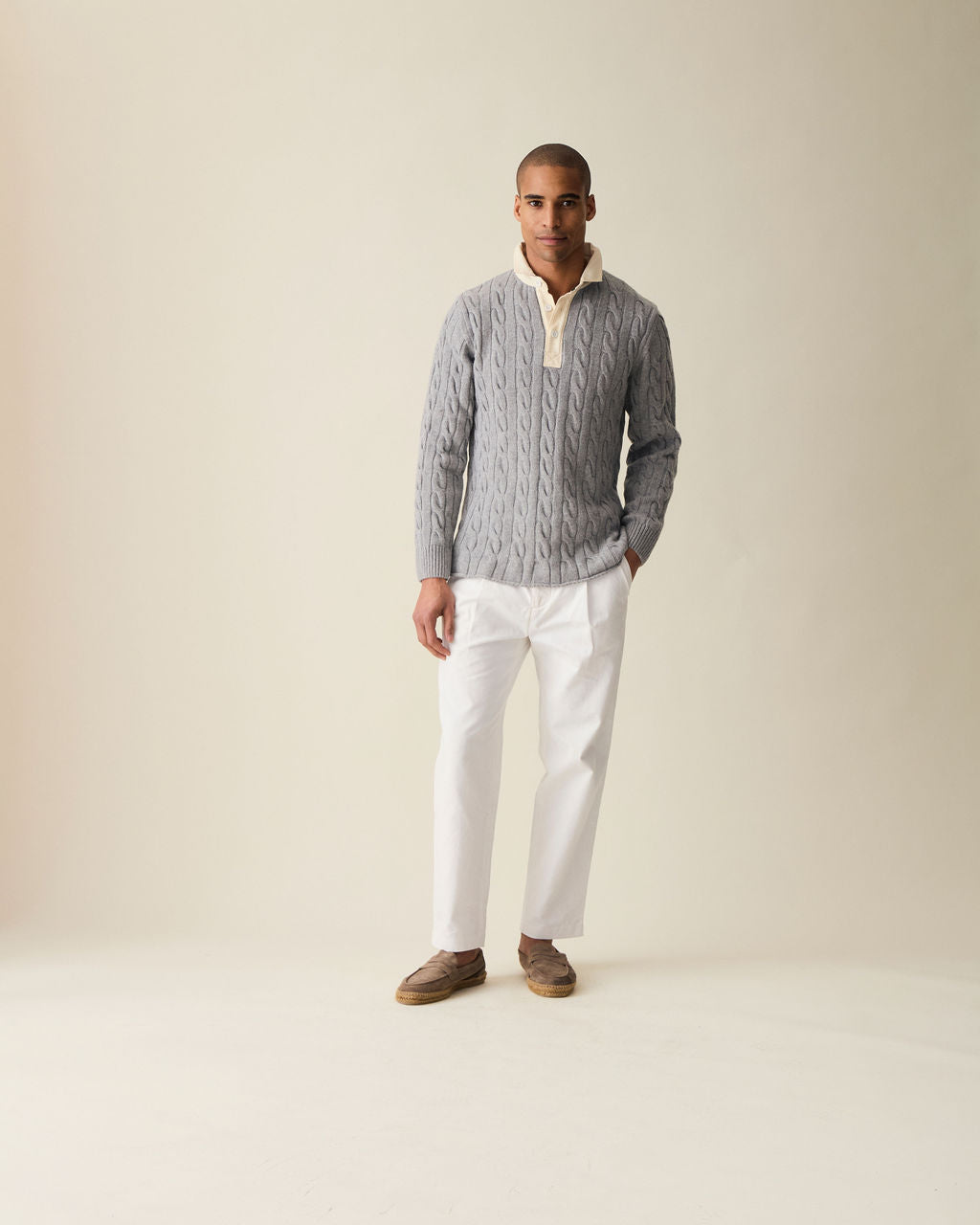 Straight Fit Linen Trousers - White