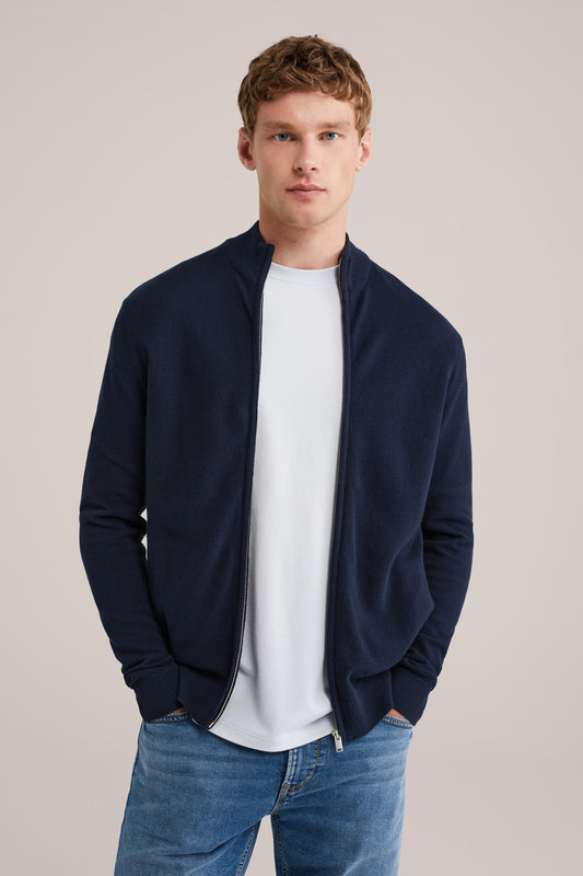 Fine Knit Jumper with Regular Fit - Navy Blue