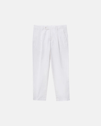 Straight Fit Linen Trousers - White