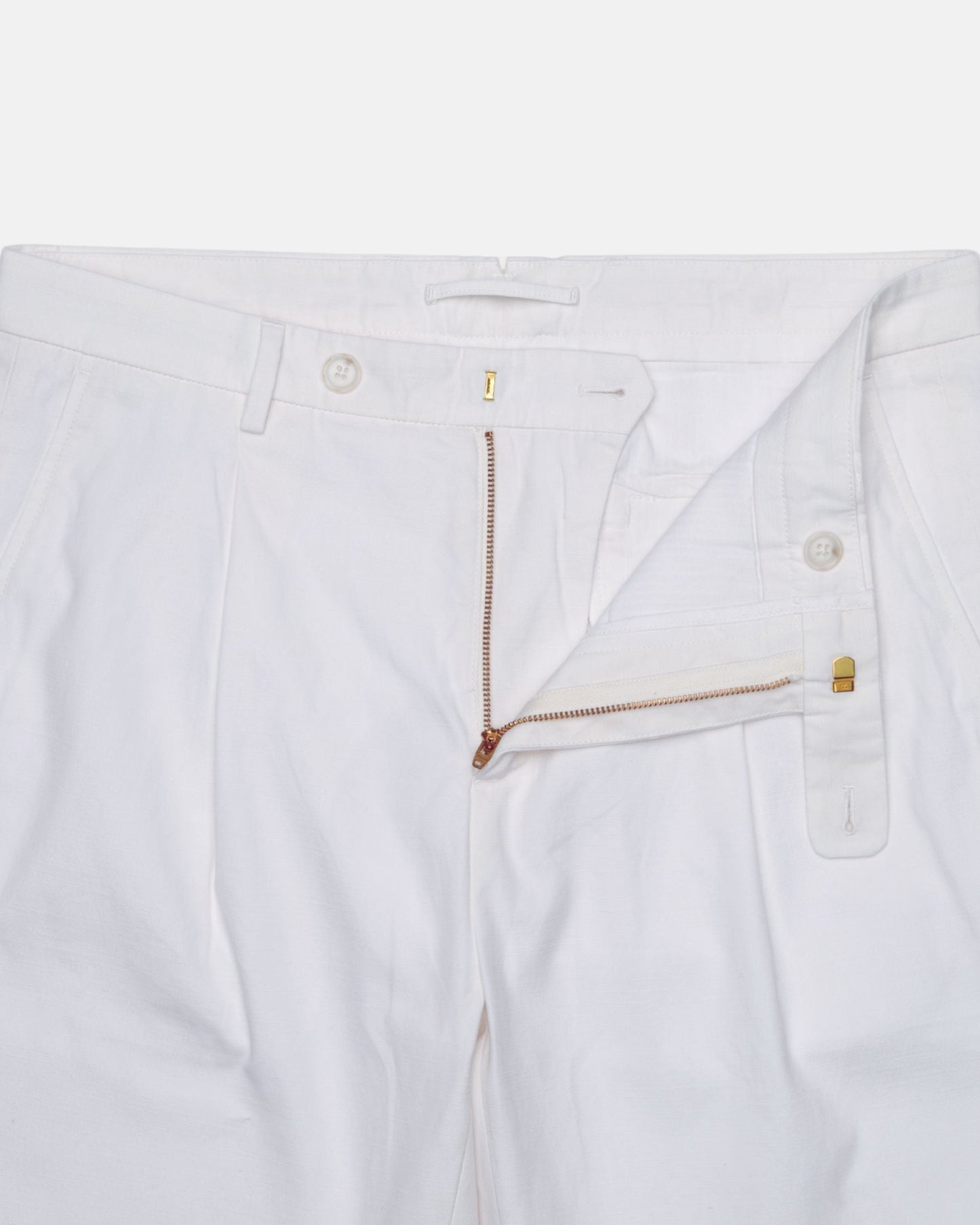 Straight Fit Linen Trousers - White