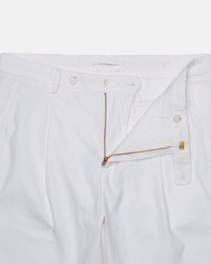 Straight Fit Linen Trousers - White