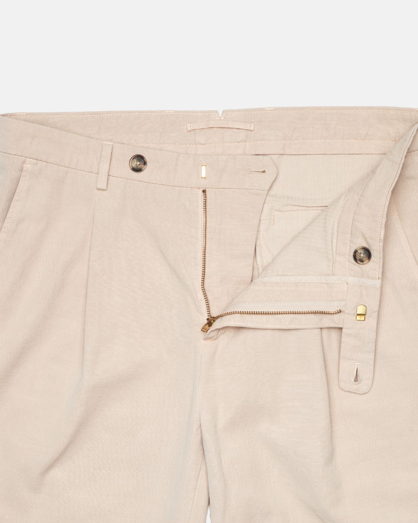 Straight Fit Linen Trousers - Cream