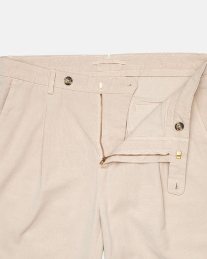 Straight Fit Linen Trousers - Cream