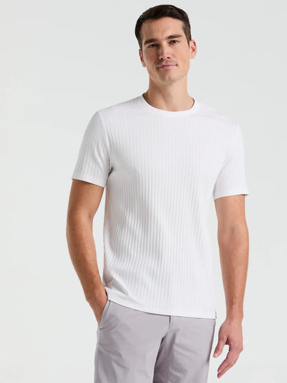 Ribbed Round Neck Blend T-Shirt - White