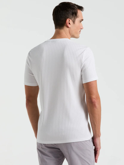Ribbed Round Neck Blend T-Shirt - White