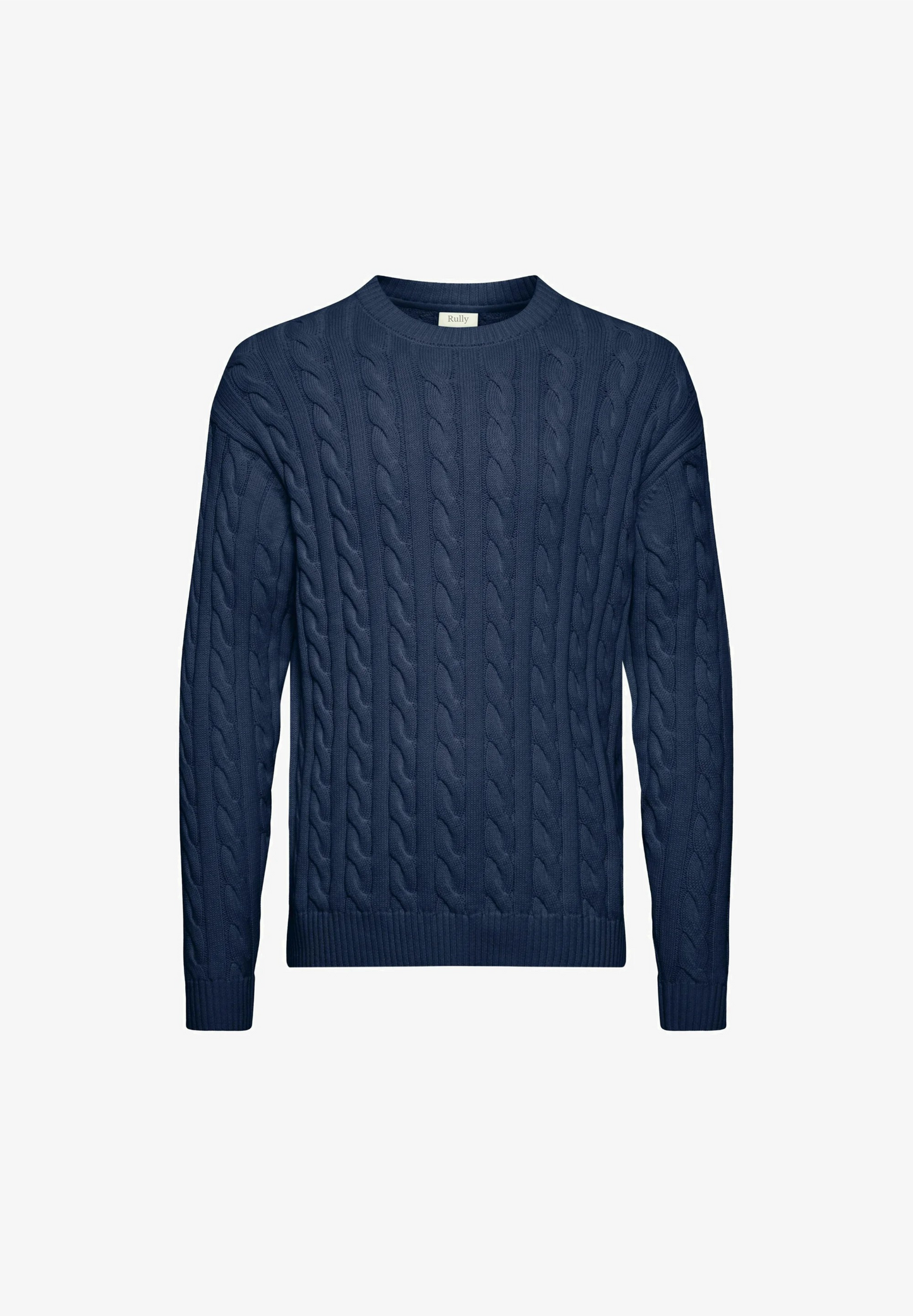 Textured Jumper with Round Neck - Navy Blue