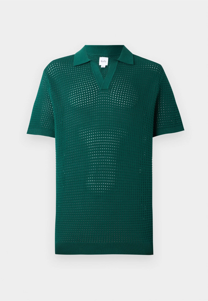 Polo Collar Knit Texture Shirt - Green