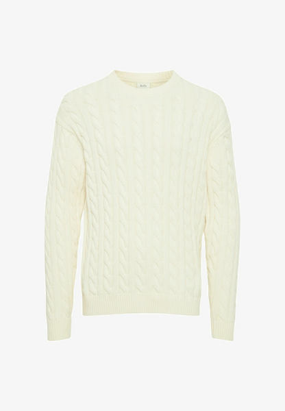 Textured Jumper with Round Neck - Beige