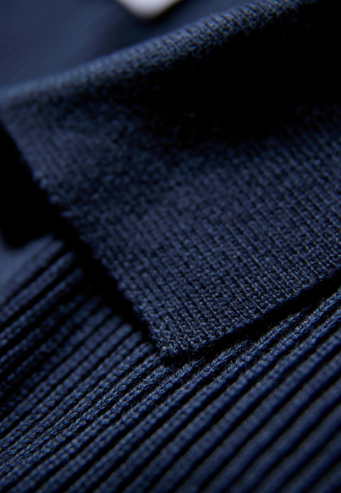 Textured Long Sleeve Men's Polo Shirt - Navy Blue
