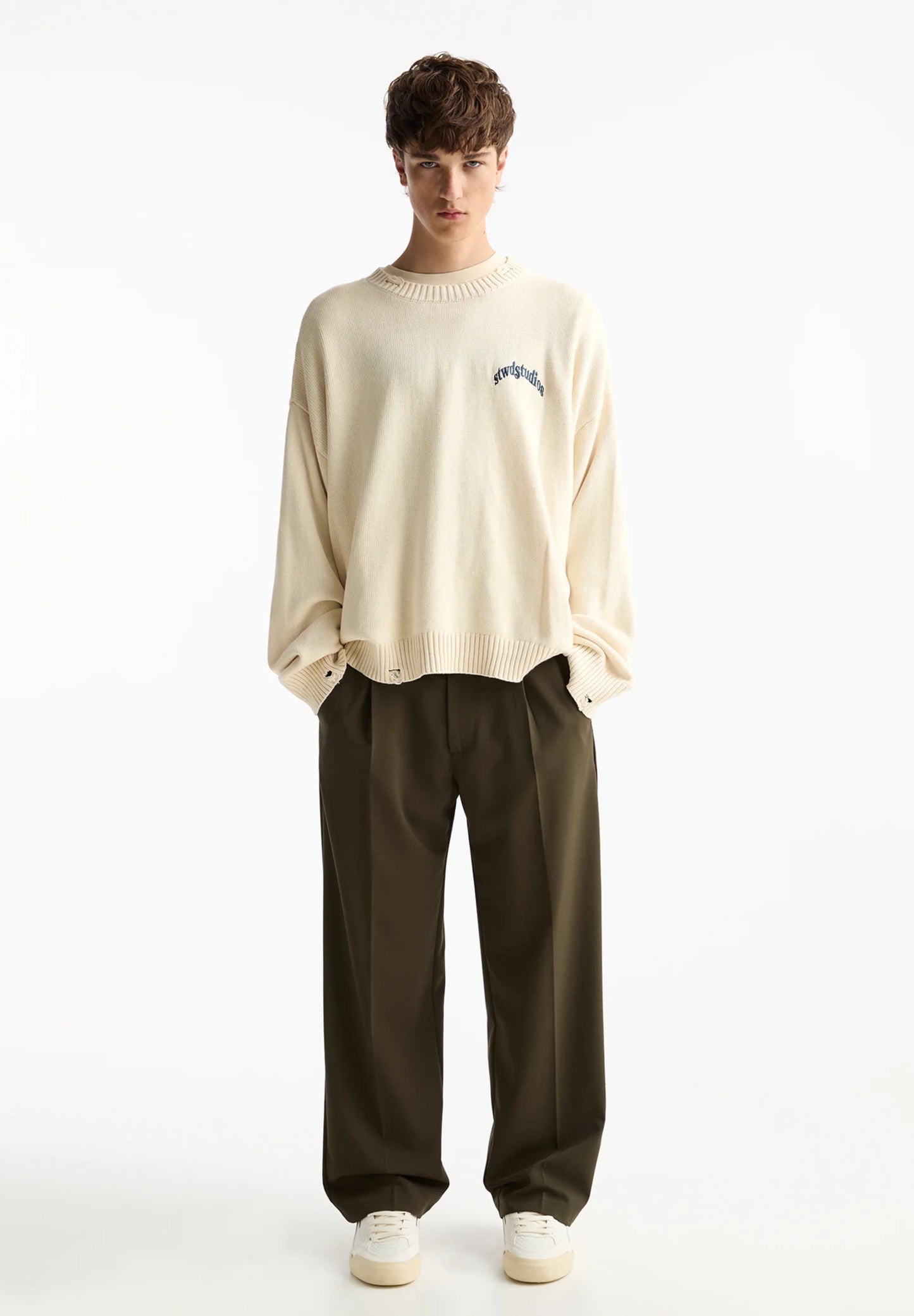 Casual Wide Fit Trousers - Khaki