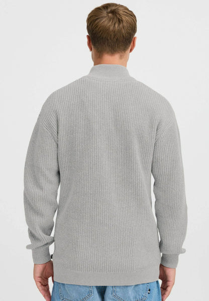 Men's High Neck Zip-Up Jumper - Grey