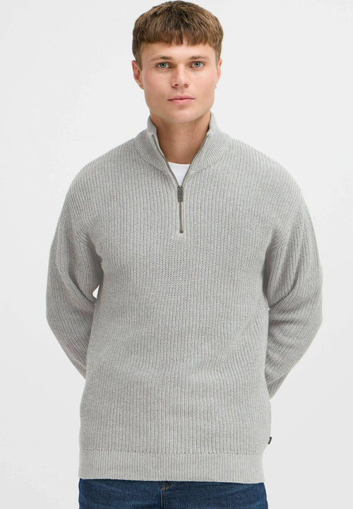 Men's Troyer Neck Jumper with Zipper - Grey