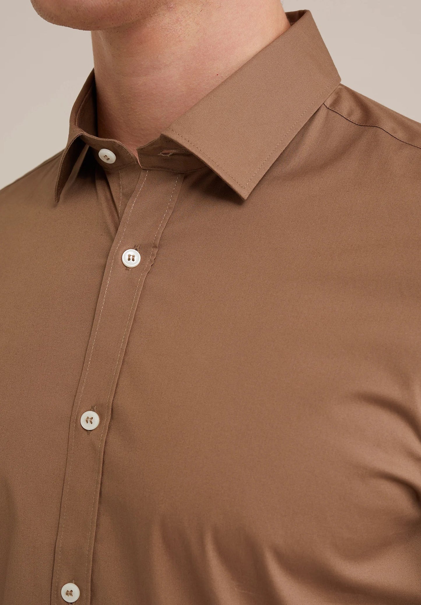 Classic Tailored Men's Dress Shirt - Brown
