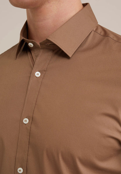 Classic Tailored Men's Dress Shirt - Brown