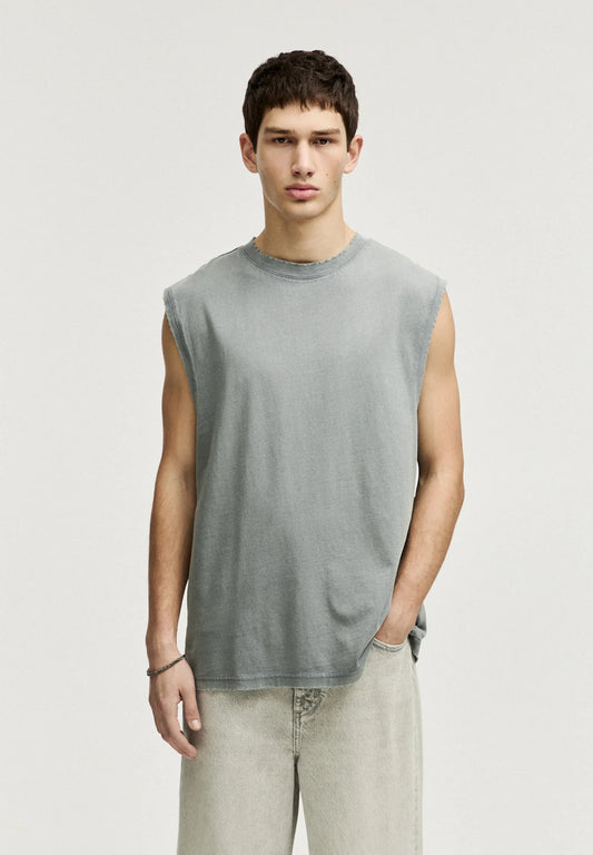 Basic Round Neck Vest - Charcoal