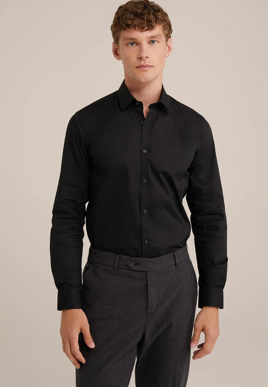 Classic Tailored Men's Dress Shirt - Black