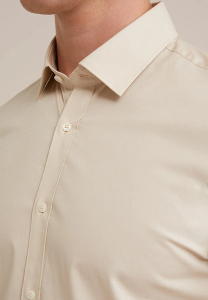 Classic Tailored Men's Dress Shirt - Beige
