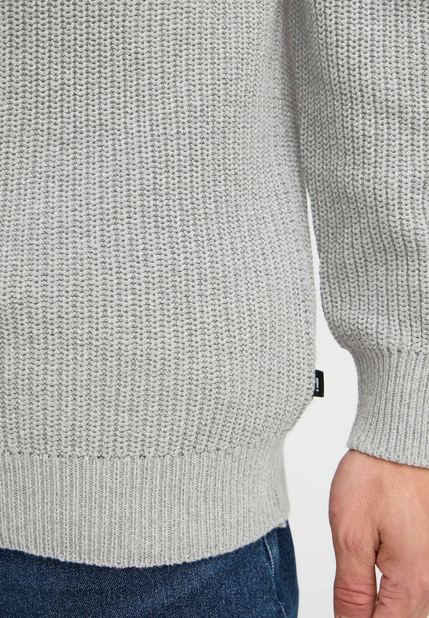 Men's Troyer Neck Jumper with Zipper - Grey