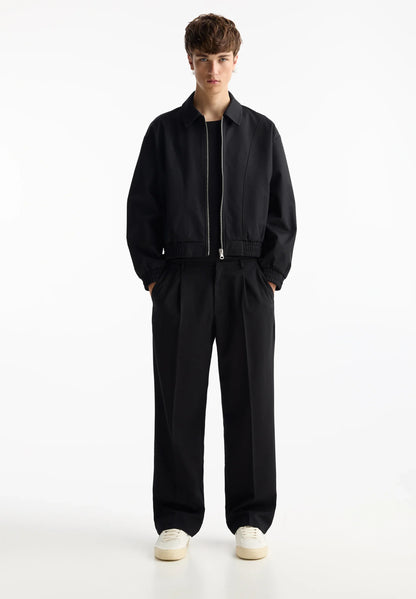 Casual Wide Fit Trousers - Black