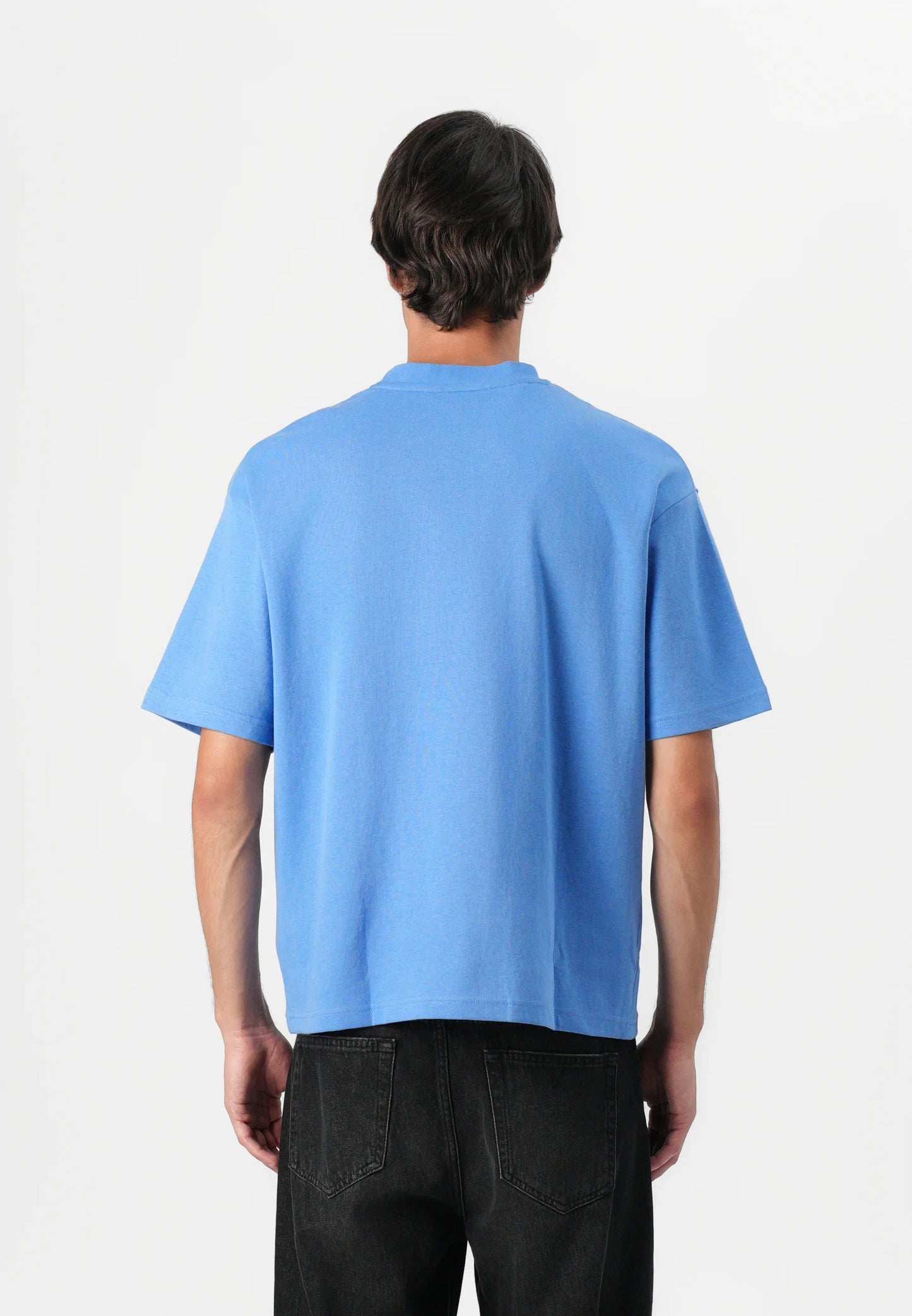 Men's Basic Oversized Round Neck T-Shirt - Blue